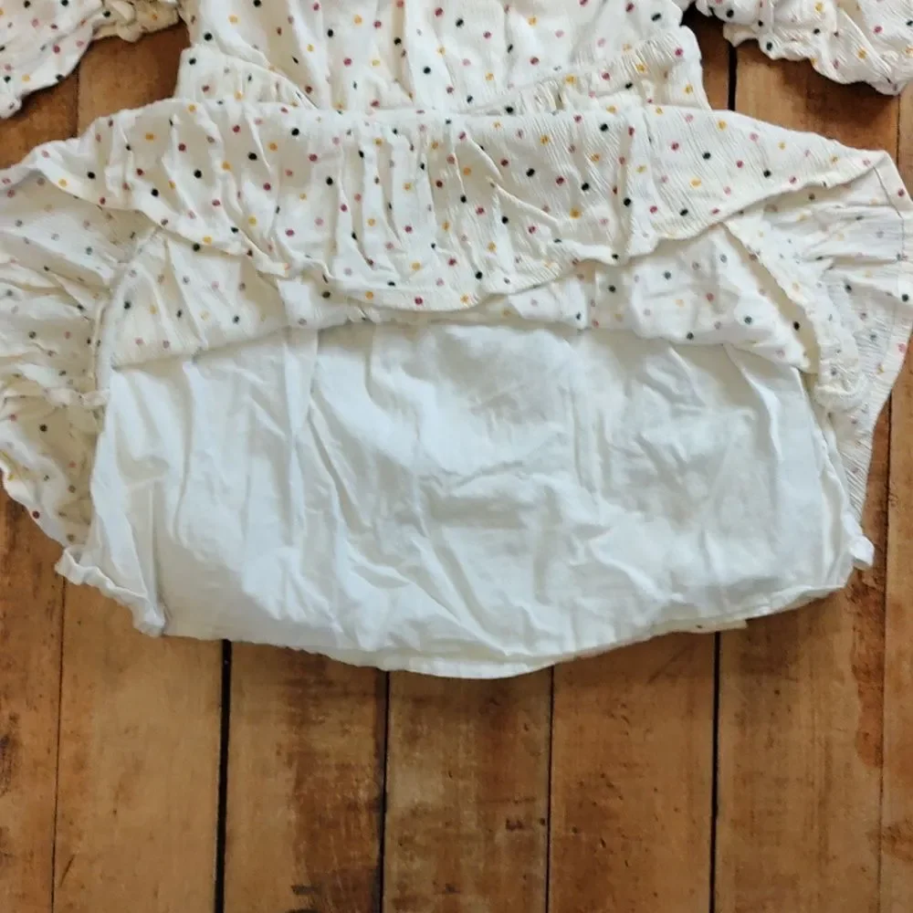 Old Navy dress 3T cotton polka dots rainbow lined spring Easter ruffles